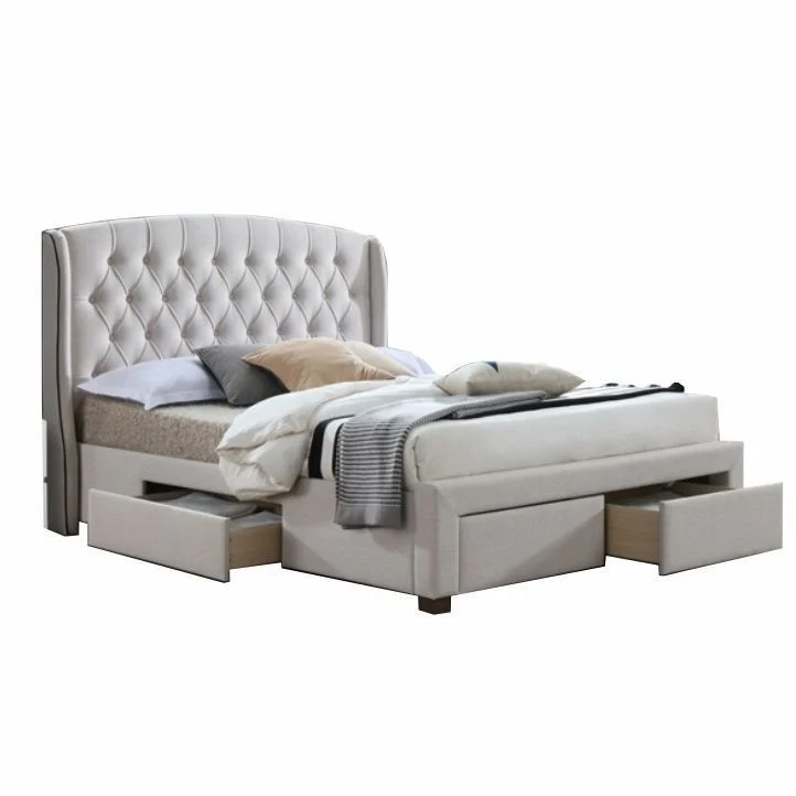 Pat tapitat 180x200 Akana, stofa crem