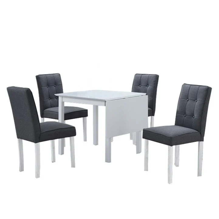 Set dining cu masa extensibila, alba/gri, BJORK 1+4