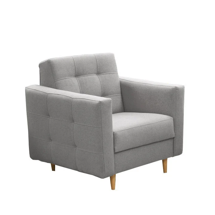 Fotoliu tapitat, material textil gri, AMEDIA