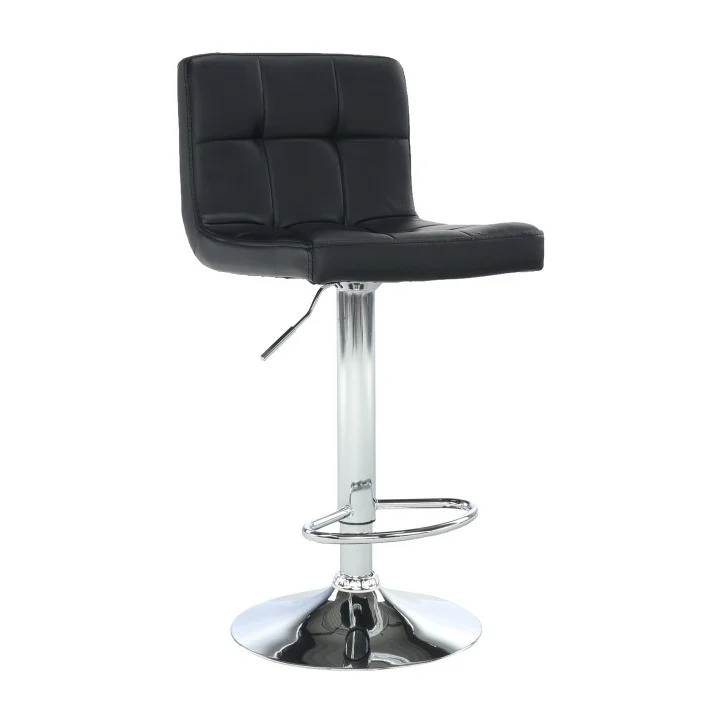 Scaun de bar, piele ecologica negru/crom, KANDY