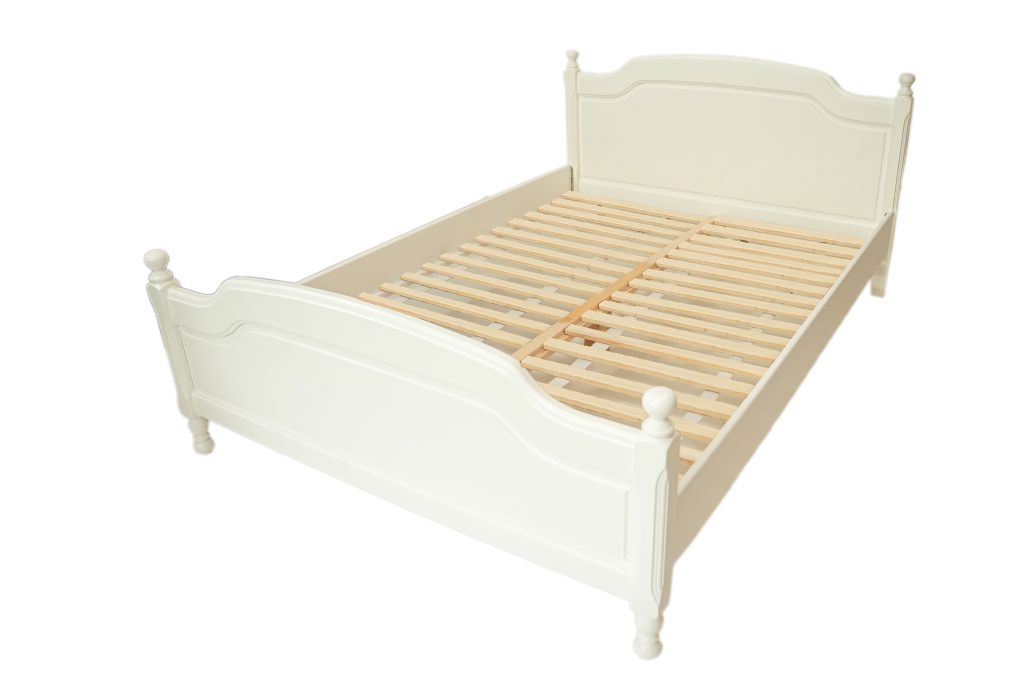 Pat lemn masiv alb, 180×200 cm