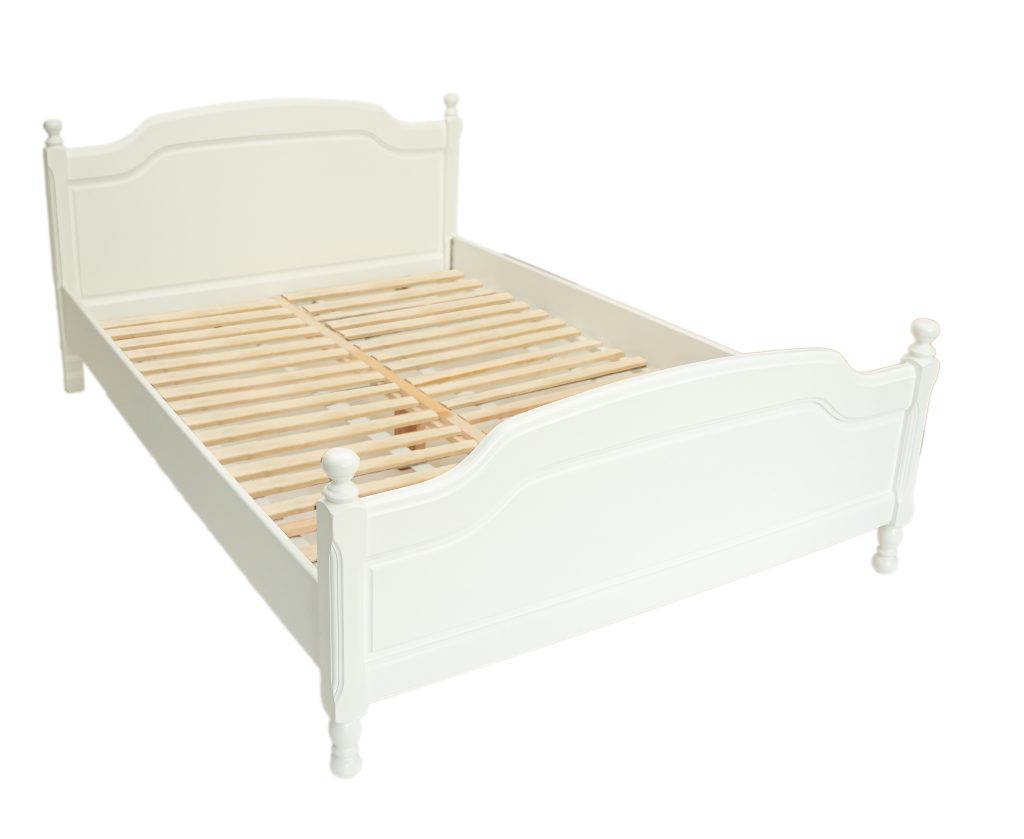 Pat lemn masiv alb, 180×200 cm