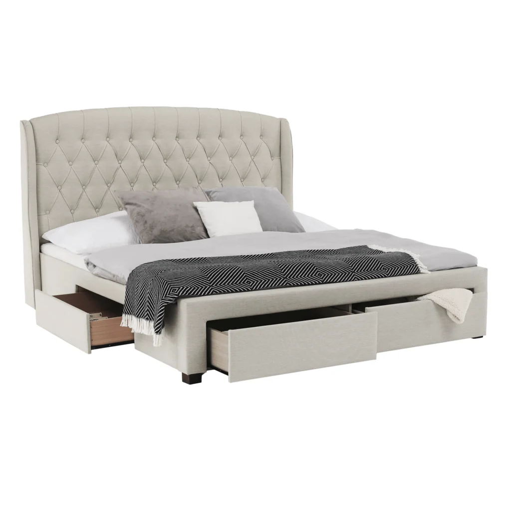 Pat tapitat 180x200 Akana, stofa crem