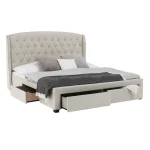 Pat tapitat 160x200 Akana, stofa crem