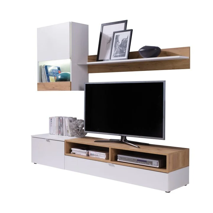 Mobilier living, alb/stejar auriu, ROSO