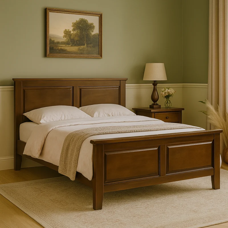 Pat lemn masiv, Marius, 120x200 cm, Nuc