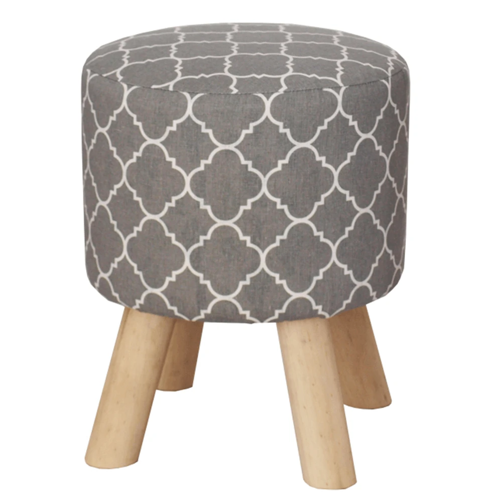 Taburet, material textil gri cu imprimeu/pin, TAFEL