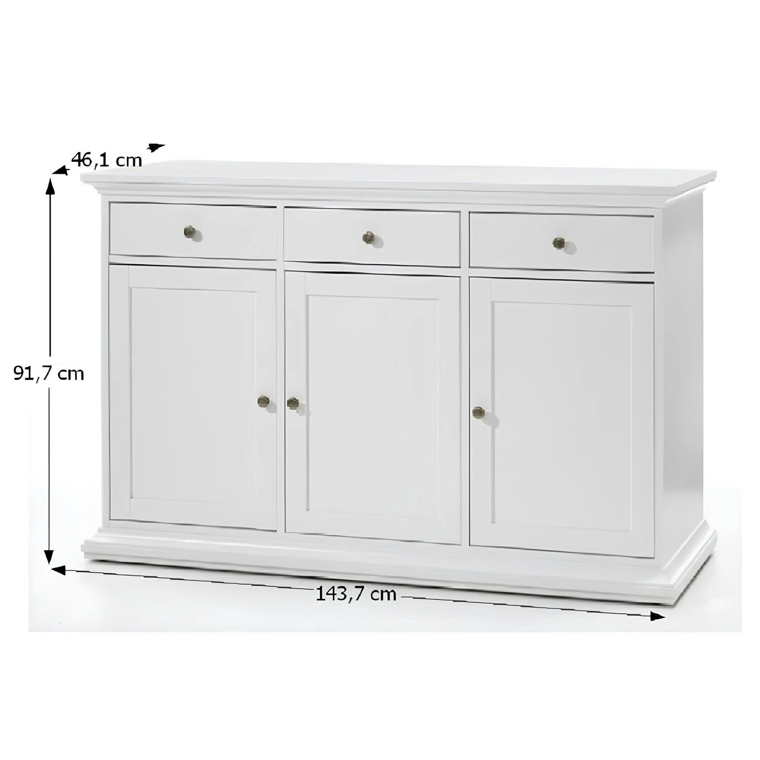 Comoda, PAL infoliat/MDF lacuit, alb, PARIS