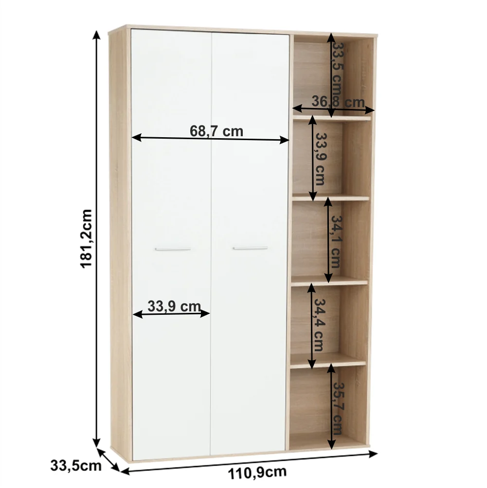 Dulap, stejar sonoma/alb, MAURUS
