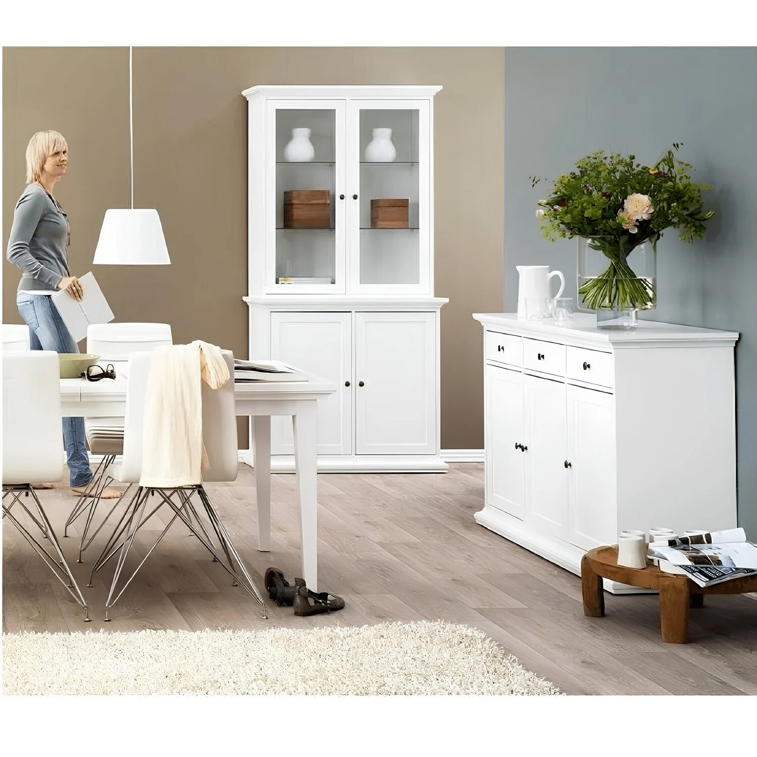 Comoda, PAL infoliat/MDF lacuit, alb, PARIS