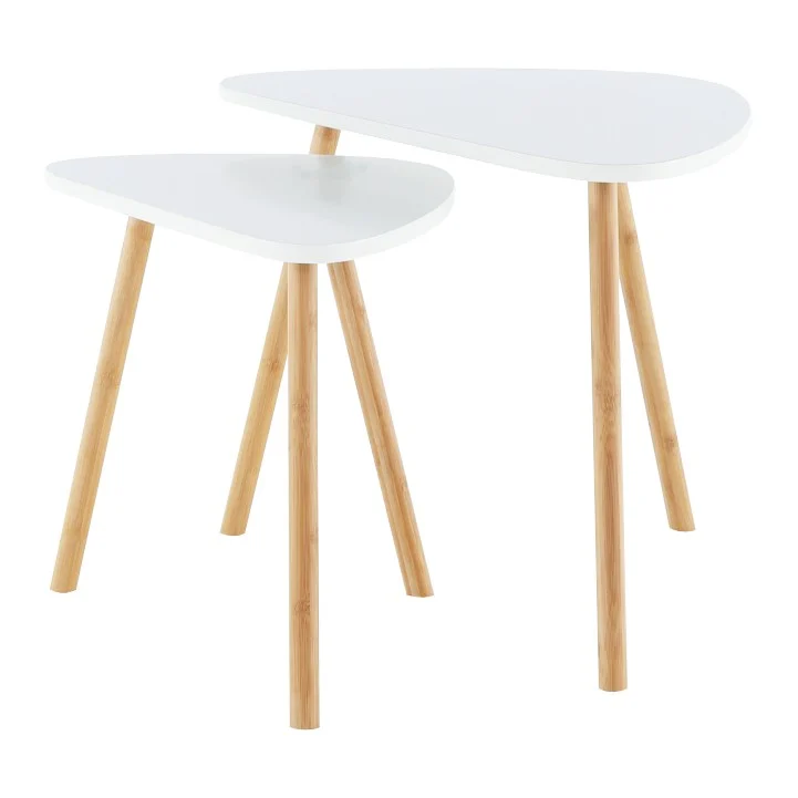 Set de doua masute de cafea, alb/natural, BISMAK