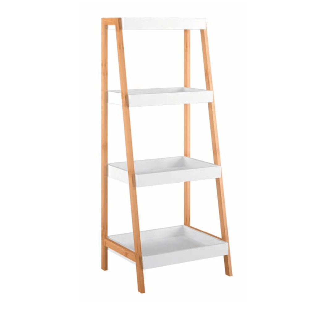 Etajera, bambus lacuit/alb, REGO 2