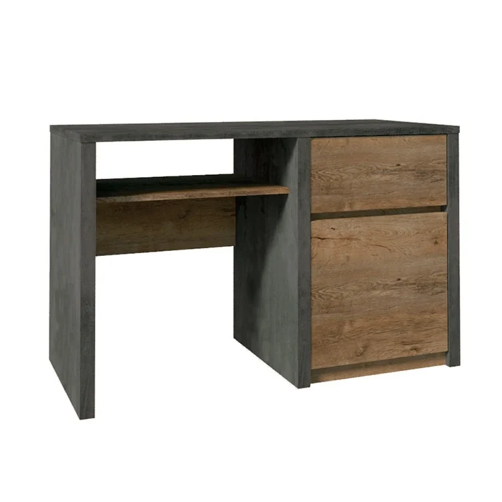 Birou PC, stejar lefkas inchis/smooth gri, MONTANA B1