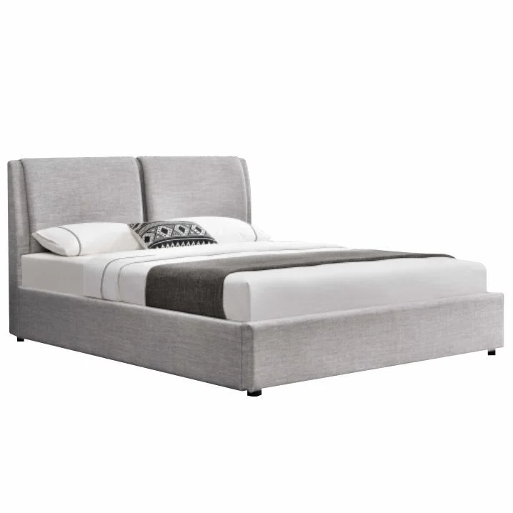 Pat cu spatiu de stocare, tesatura gri, 160x200 cm, GULIA