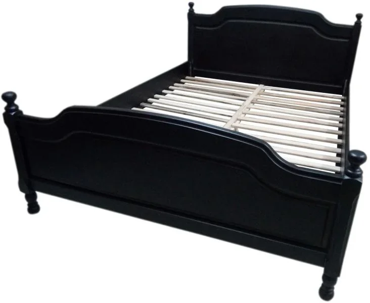 Pat lemn masiv negru, 140x200 cm