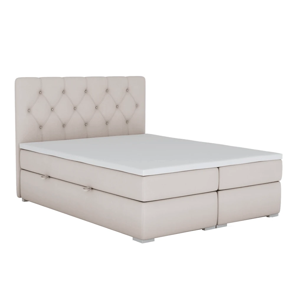Pat boxspring, bej, 160x200 cm, ESHLY