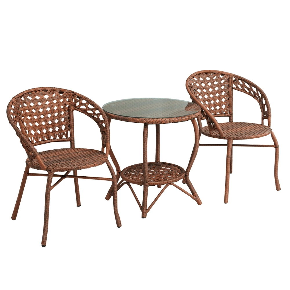 Set de gradina din ratan 1 + 2, maro, JARUB