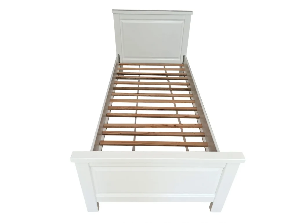 Pat lemn masiv Marius, alb, 90x200 cm