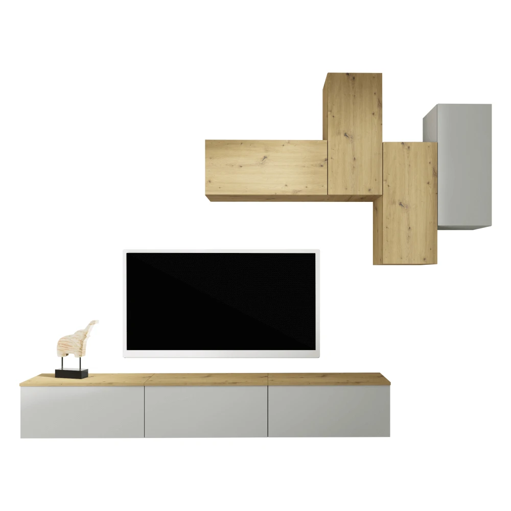 Mobilier living, gri deschis/stejar artisan, OTEN