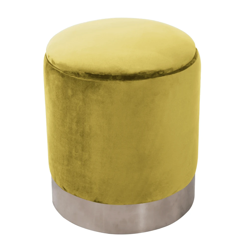 Taburet, catifea Velvet auriu/crom argintiu, DARON