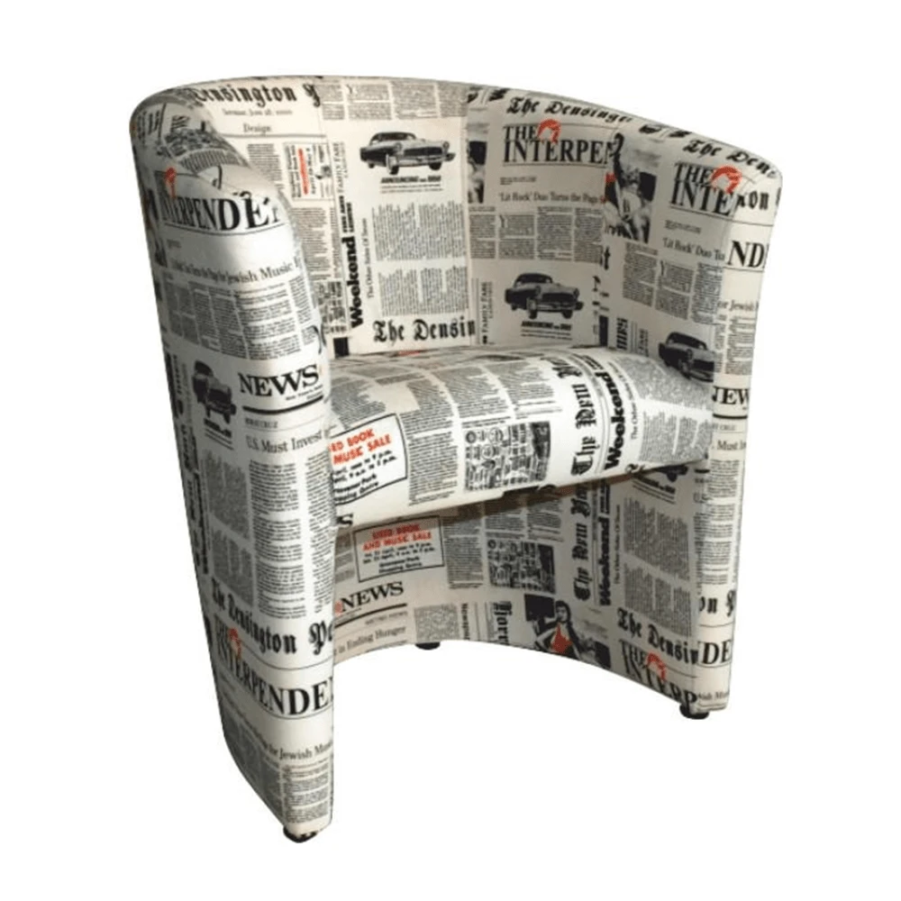 Fotoliu de club, material textil motiv ziare, CUBA