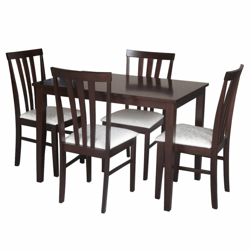 Set dining, wenge/material textil crem, LESLIE 1+4