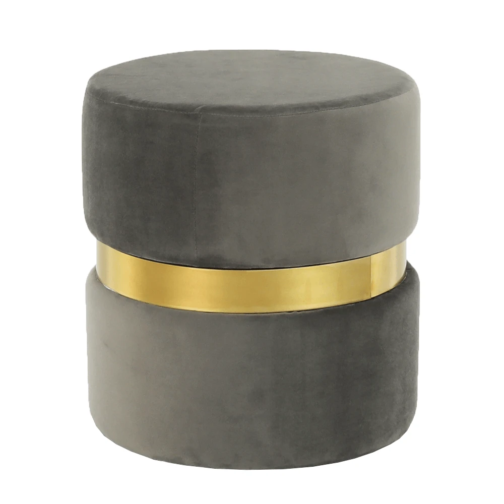 Taburet, catifea Velvet gri maroniu/vopsea aurie, VIZEL