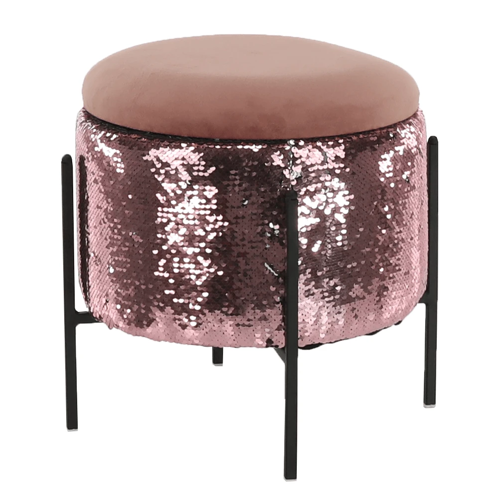 Taburet, roz/paiete roz/negru, TOMIA
