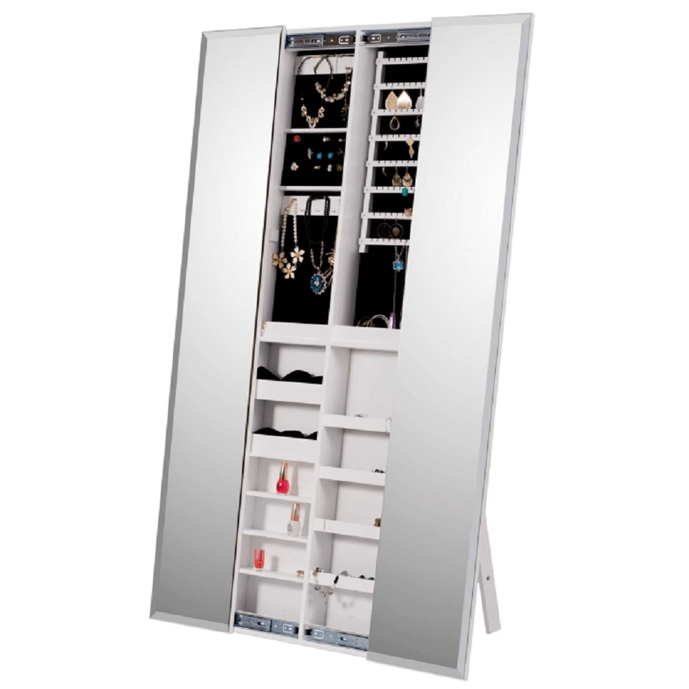 Oglinda cu spatiu pentru stocare bijuterii, alb, ONEON