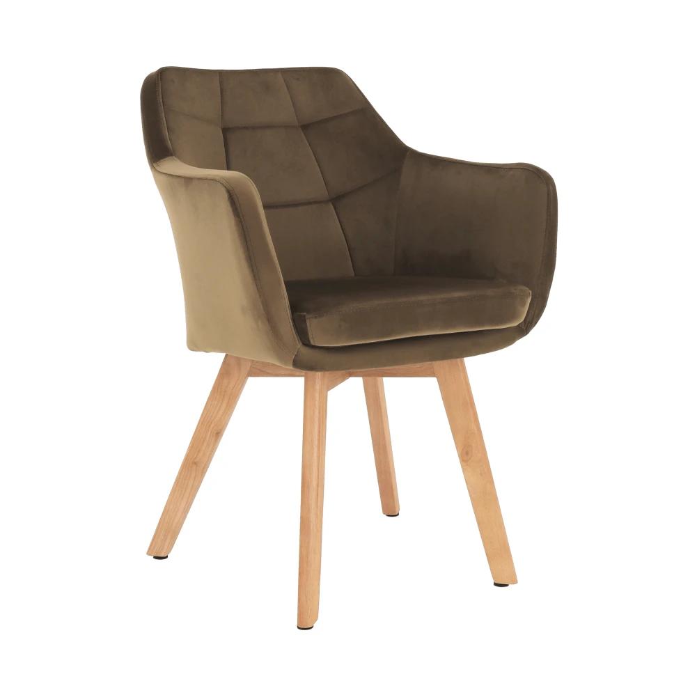 Fotoliu, catifea maro auriu/stejar, ZERON