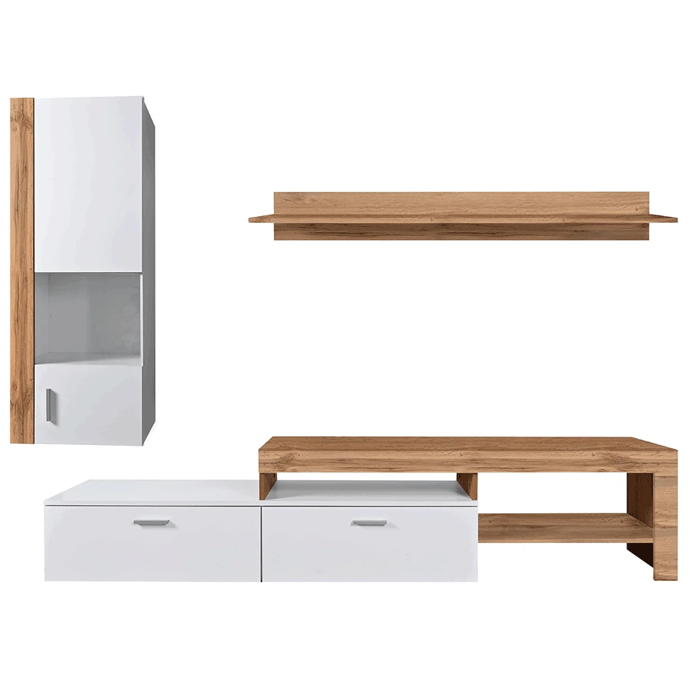 Mobilier de living, stejar wotan / alb, ALUBA