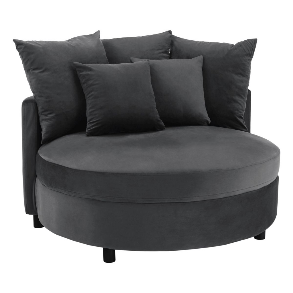 Fotoliu rotund, tesatura de catifea gri, SALOTO