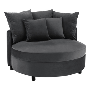 Fotoliu rotund tesatura de catifea gri SALOTO