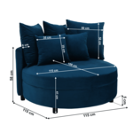 Fotoliu rotund, tesatura albastru din catifea, SALOTO