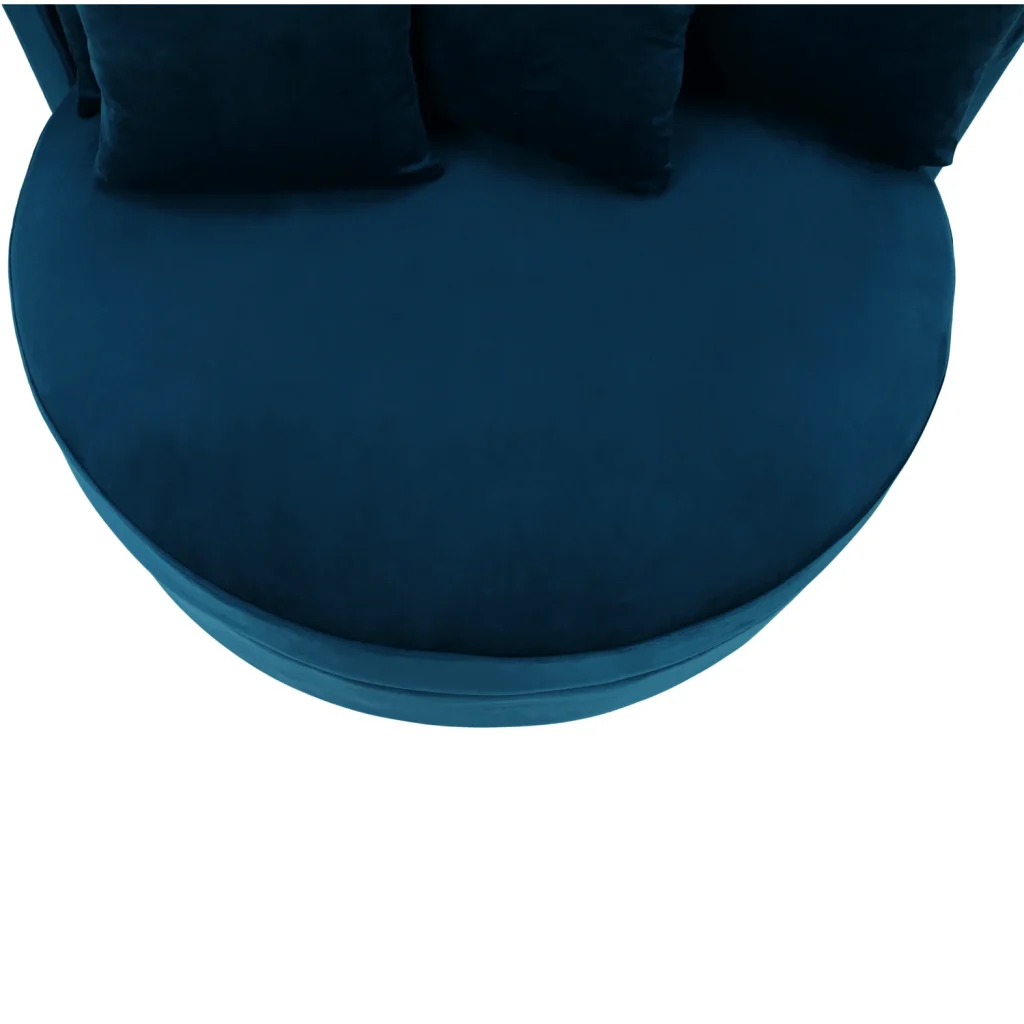 Fotoliu rotund, tesatura albastru din catifea, SALOTO