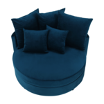 Fotoliu rotund, tesatura albastru din catifea, SALOTO