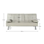 Canapea extensibila, piele ecologica bej, GOLDIA NEW