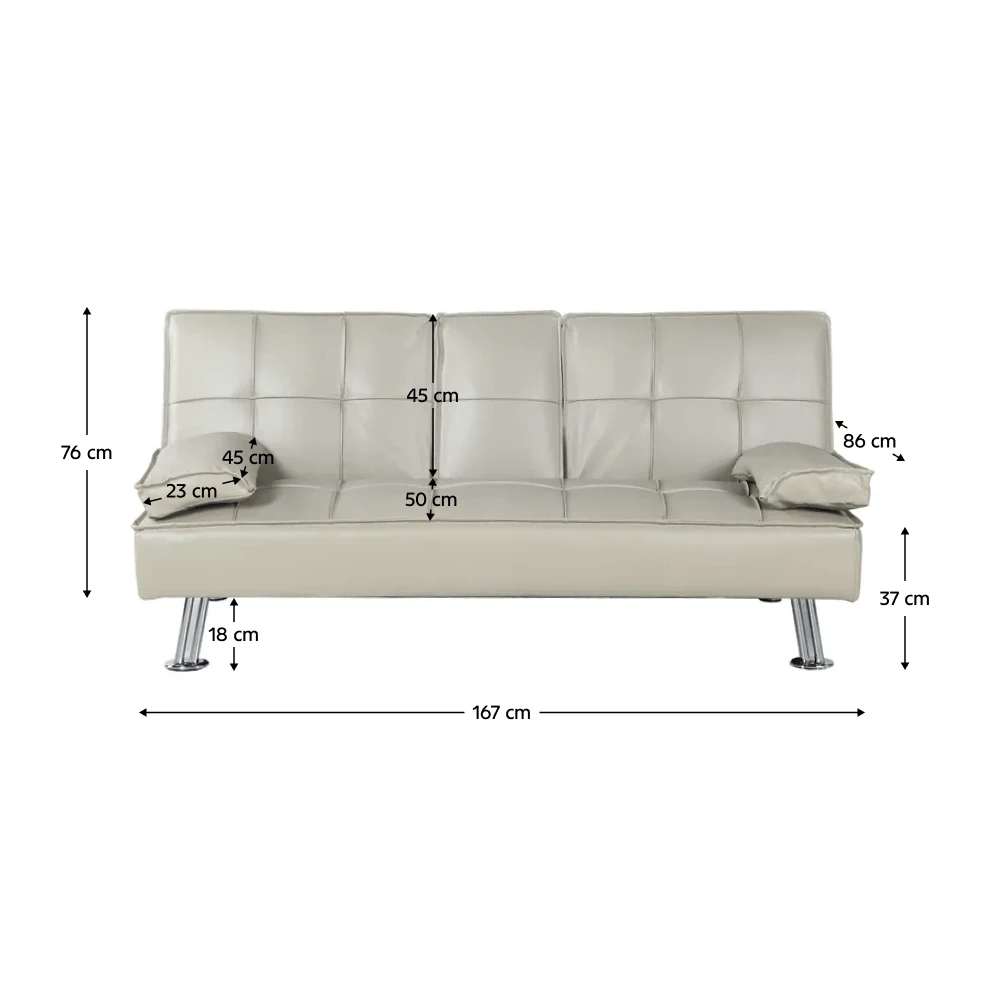 Canapea extensibila, piele ecologica bej, GOLDIA NEW