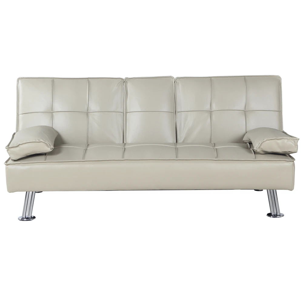 Canapea extensibila, piele ecologica bej, GOLDIA NEW