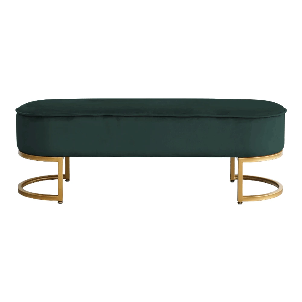 Banca de design, catifea verde inchis / crom auriu, MIRILA