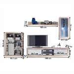 Mobilier de perete living, stejar sonoma/alb, BARCELONA