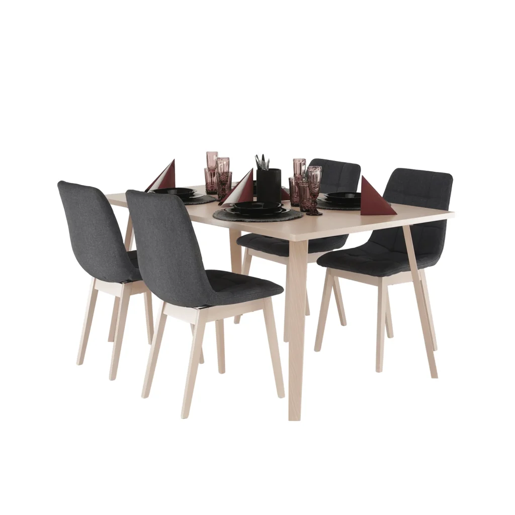 Set dining, fag deschis / tesatura gri, GALIO 1 + 4