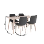 Set dining, fag deschis / tesatura gri, GALIO 1 + 4