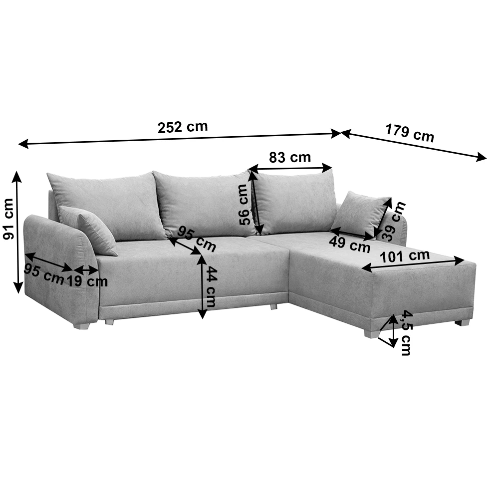 Canapea universala, gri deschis, KARLOTA