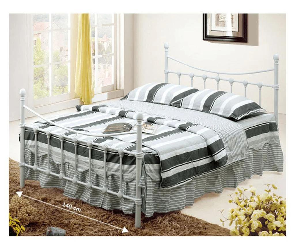 Pat cadru metalic 140x200, alb, NIEVES NEW