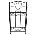 Raft pliabil din metal, negru, MANULO