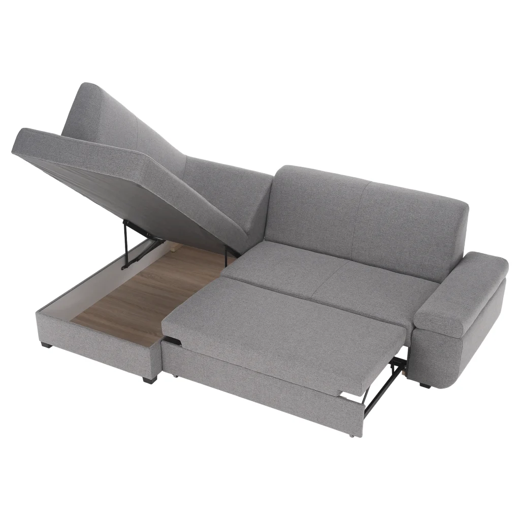 Canapea extensibila, suvite gri, stanga, FOSA ROH