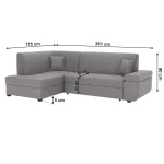 Canapea extensibila, suvite gri, stanga, FOSA ROH