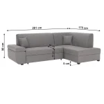 Canapea extensibila, suvite gri, dreapta, FOSA ROH