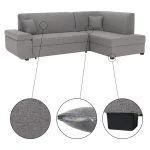 Canapea extensibila, suvite gri, dreapta, FOSA ROH